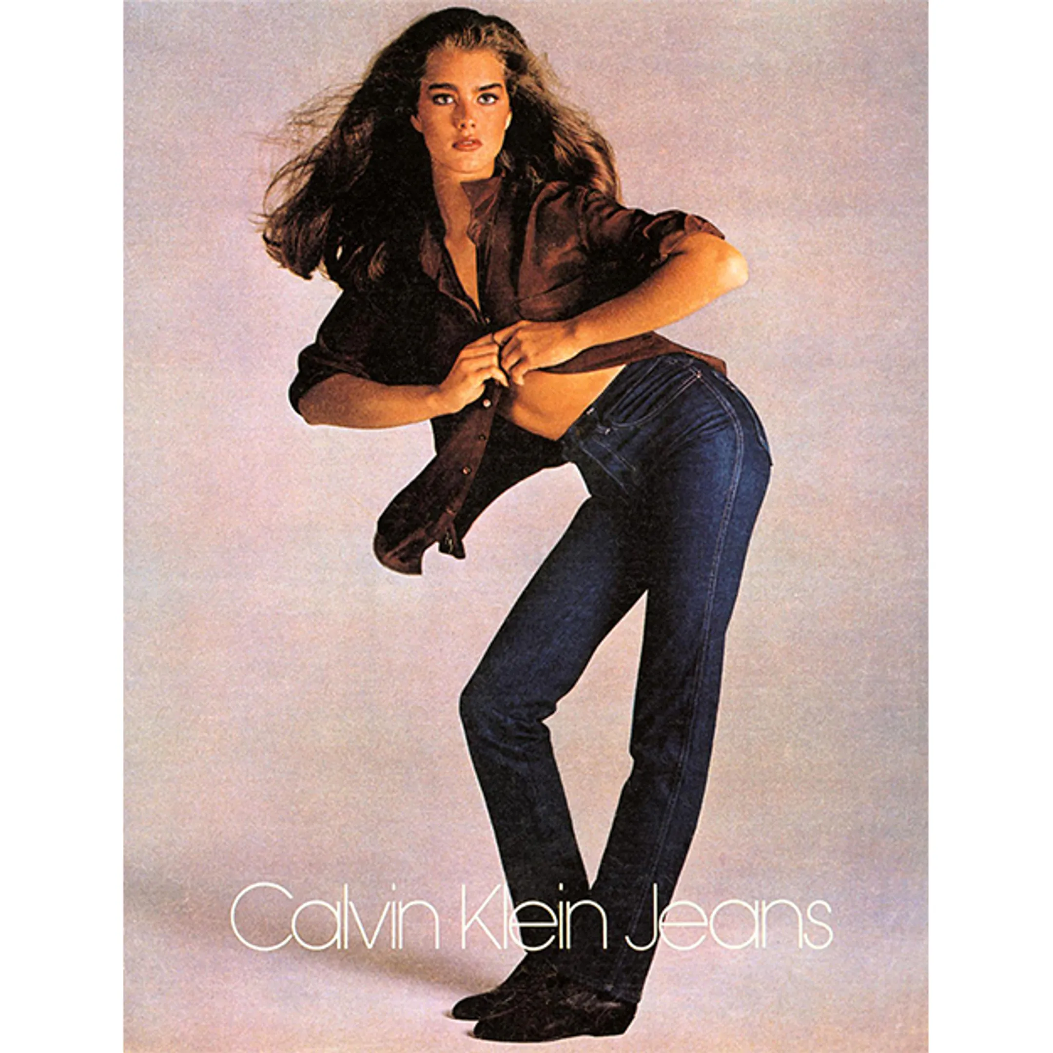 Брук Шилдс на рекламном постере джинс от Кельвина Кляйна