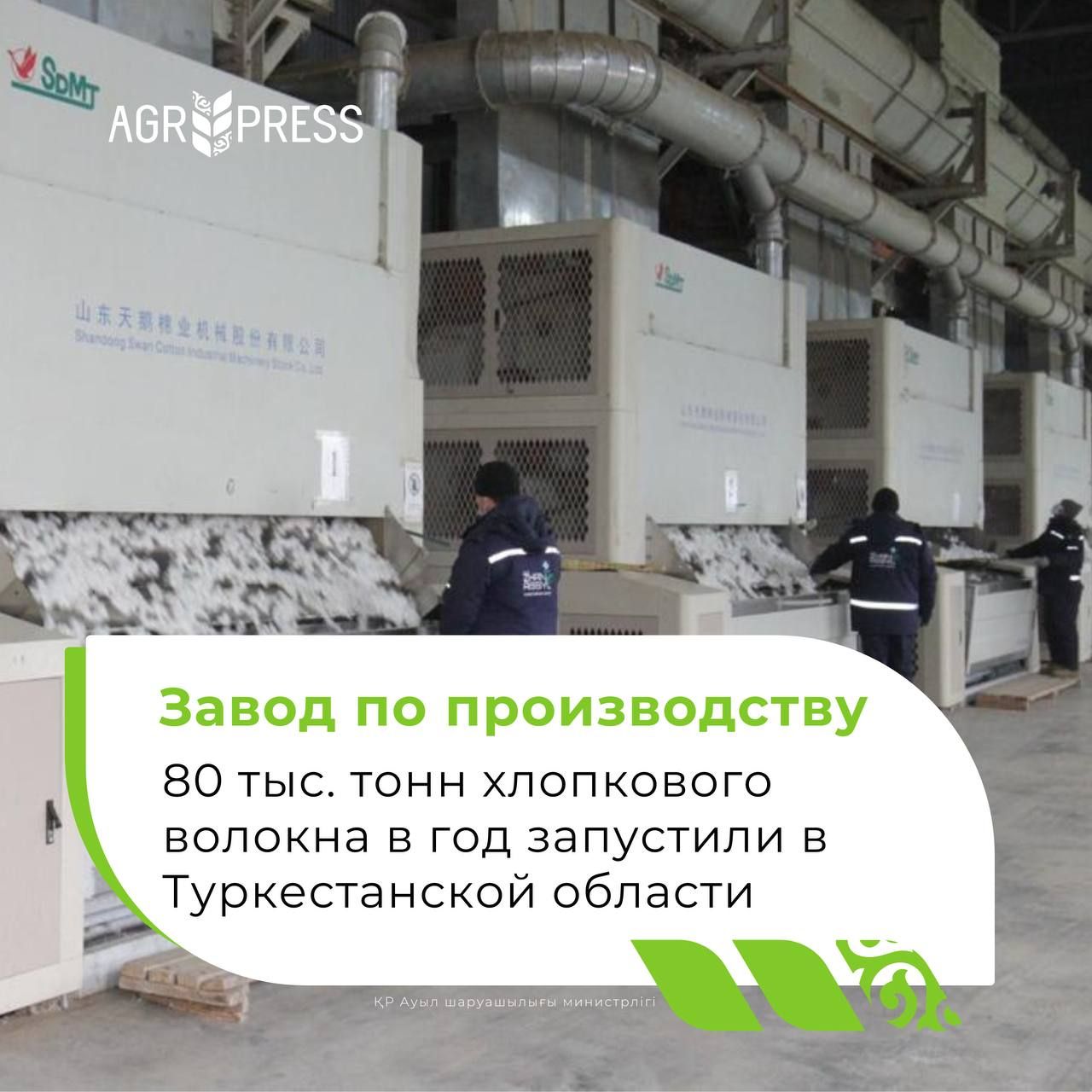 Завод по производству хлопкового волокна запустили в Туркестанской области 3540537 - Kapital.kz 