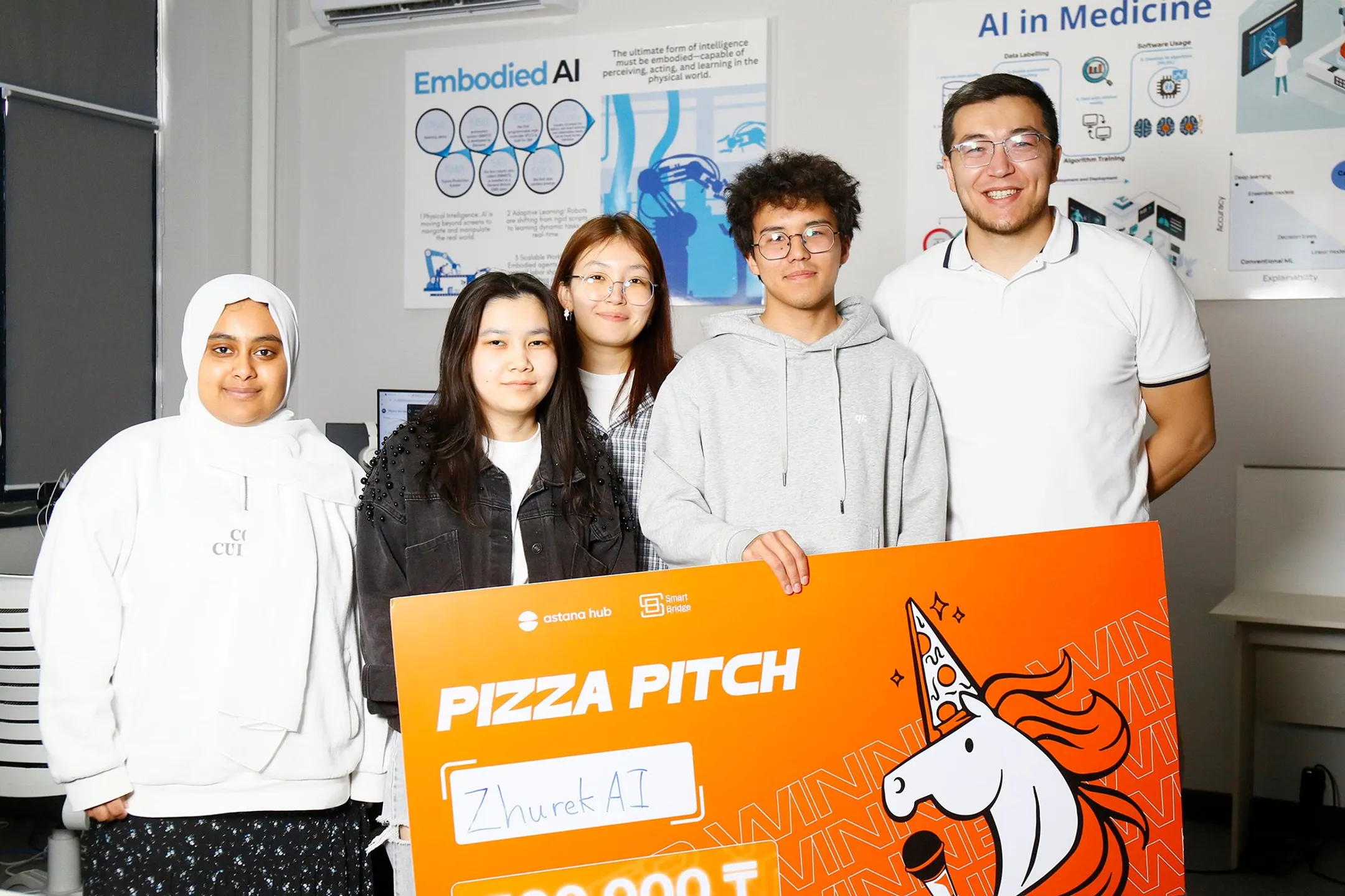 Фото: часть команды ZhurekAI с сертификатом от Pizza Pitch 