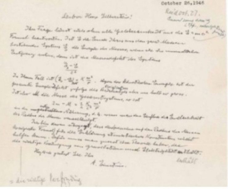 Письмо Эйнштейна со знаменитой формулой продано за $1,2 млн 767222 - Kapital.kz 