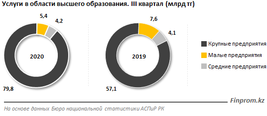 Свыше 89% услуг в сфере высшего образования оказал крупный бизнес 538382 - Kapital.kz 