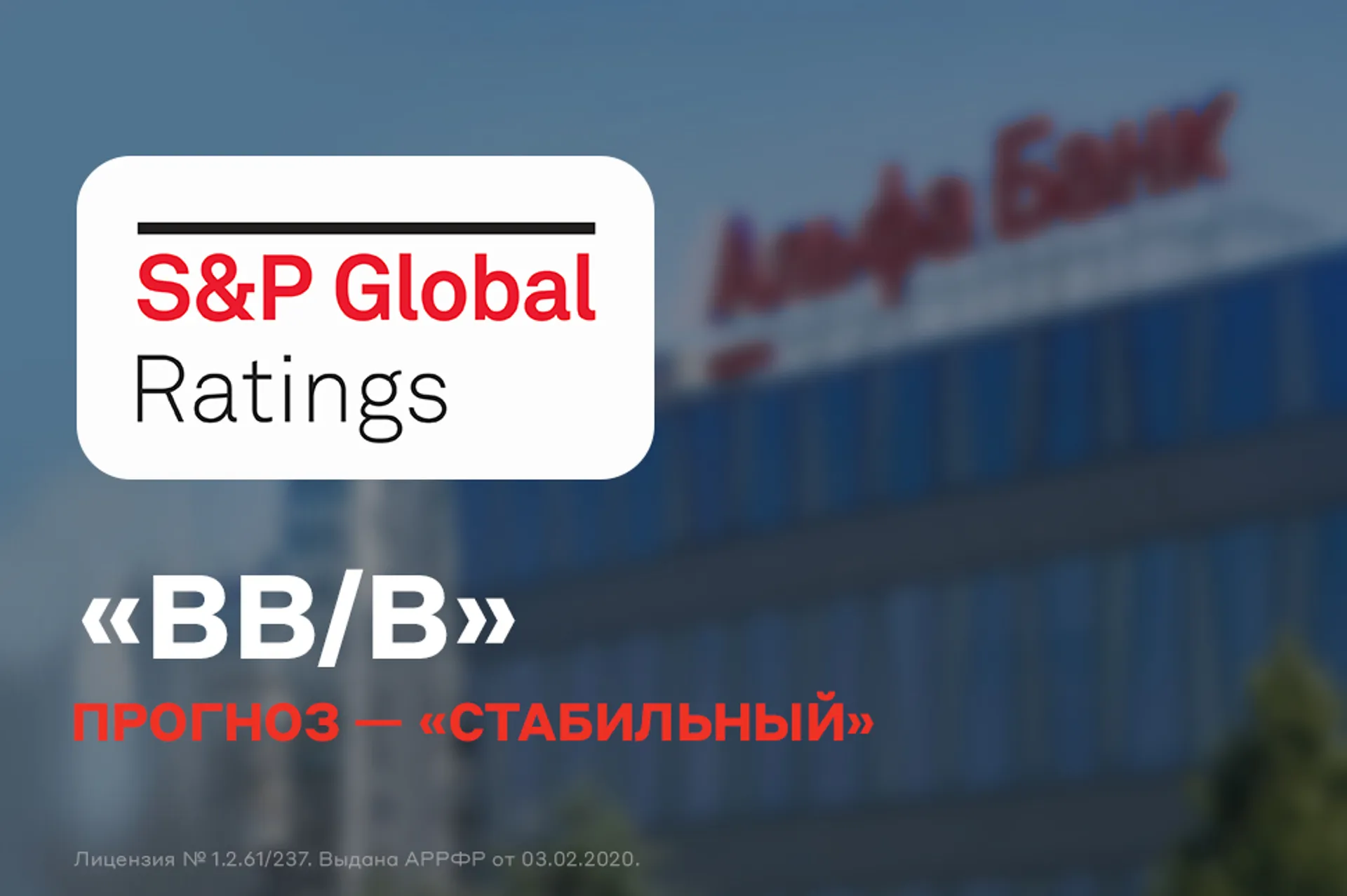 Капитал - S&P Global Ratings повысило рейтинг Альфа-Банка до уровня «BB/B»
