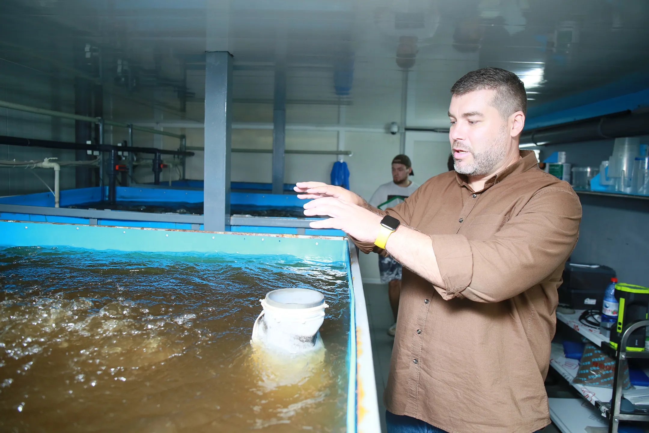 На фото: Бассейны, где выращиваются мальки <br>