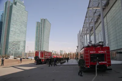 Условный пожар тушили в столичном ТРЦ «Керуен»